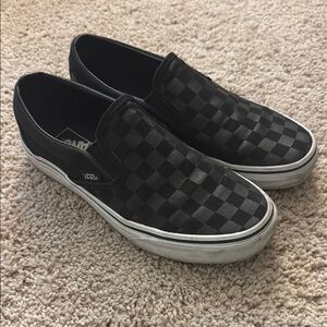 Vans Men's Black Checkered Slip-On Shoes